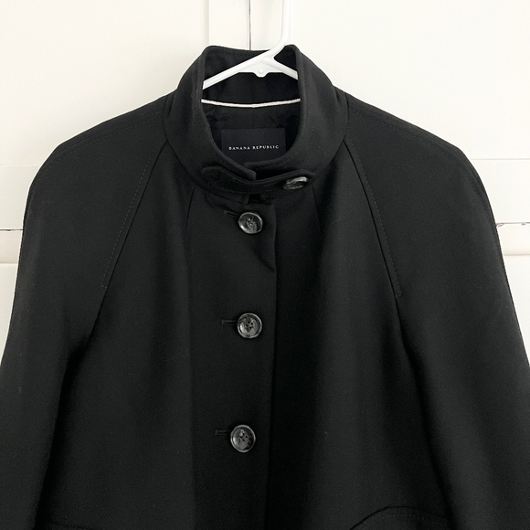 Banana Republic 100% Wool Funnel Neck Jacket in Black Size Large - Picture 3 of 8